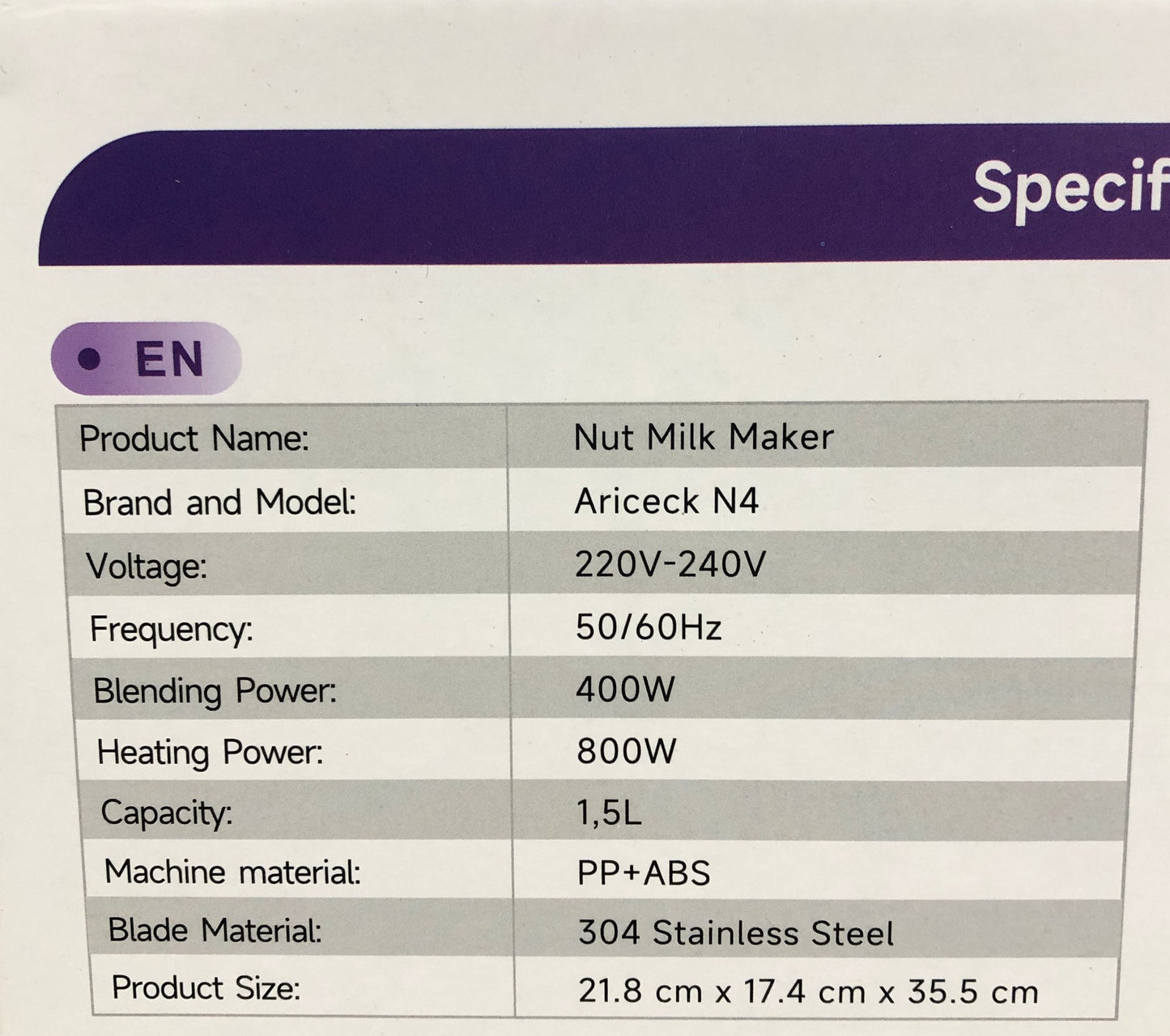 ARICECK N4 Automatic Nut Milk Maker 50oz Multifunctional Food Grade BPA Free