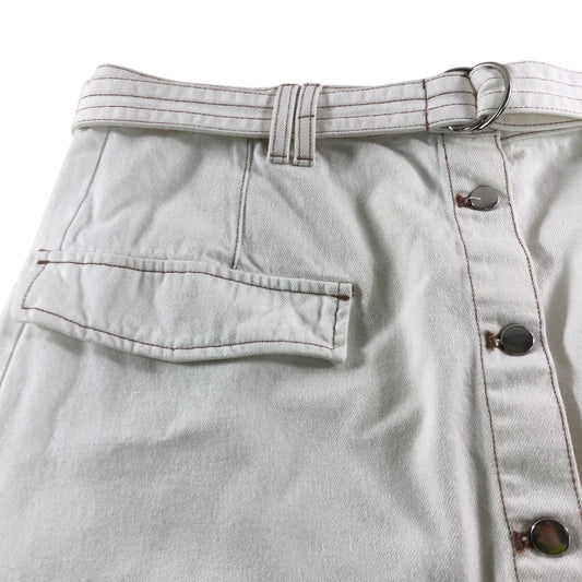 River Island Women's Skirt Size 18 Cream Denim Button Front Pockets