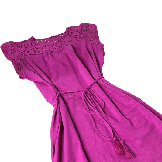 Juliet Broderie Short Dress Women's Short Sleeve Cotton Pink UK22