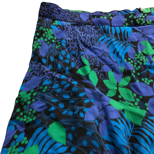 Branded Blue Leaf Print Skirt - Size 18