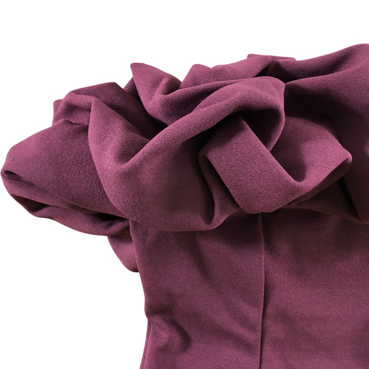 River Island Ruffle Top XS Women's Burgundy Stretchy Short Sleeve Blouse
