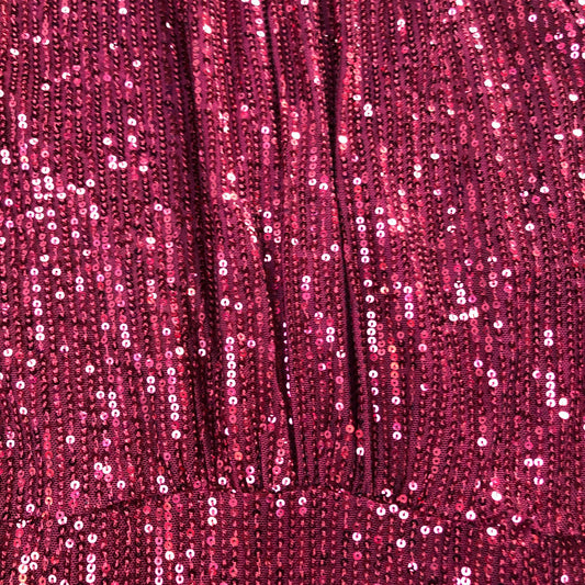 Women's Midi Dress Size 10 Red Sequin Short Sleeve
