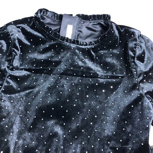 Branded Black Dress UK9 Girls Velvet Tulle Bow Long Sleeve Party