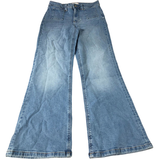 River Island Wide Leg Jeans Women's Blue Cotton Blend Summer Style UK10