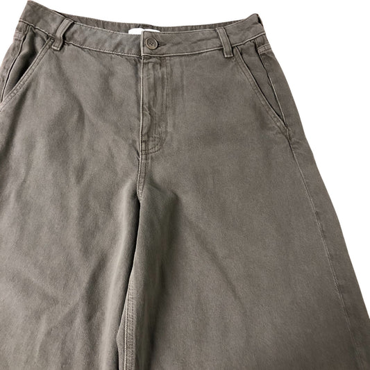 Wide Leg Trousers Size 12 Women's Cotton Lyocell Brown Casual Style