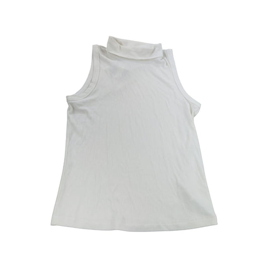 River Island Women's Ribbed High Neck Sleeveless Top UK10 Cream Casual Style