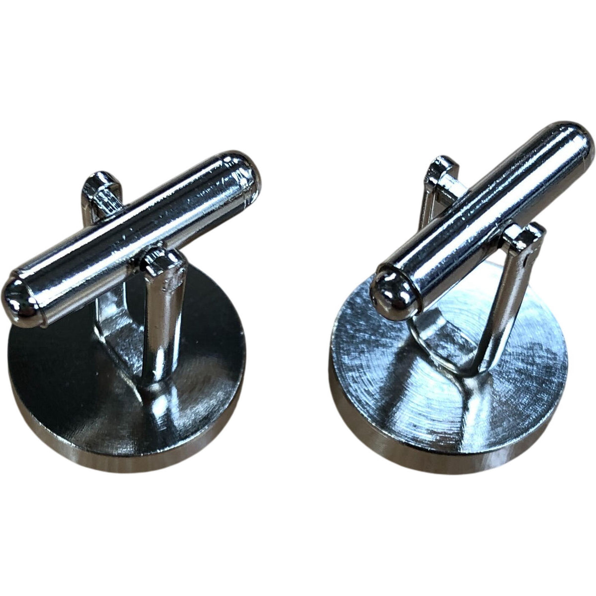 DQT Plain Satin Cufflinks Champagne Colour Round Design