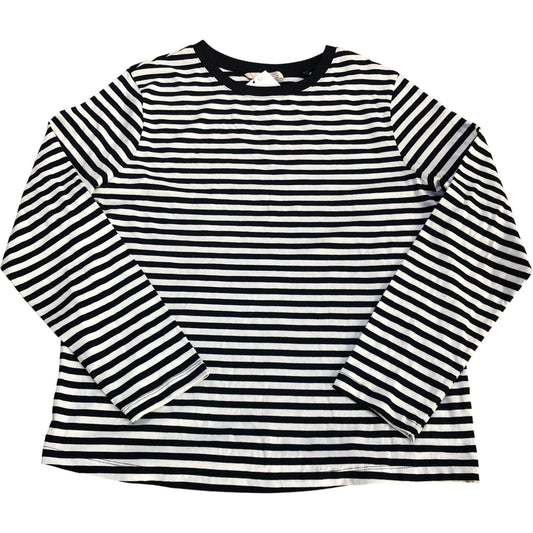Long Sleeve Black & White Striped Top Size 14