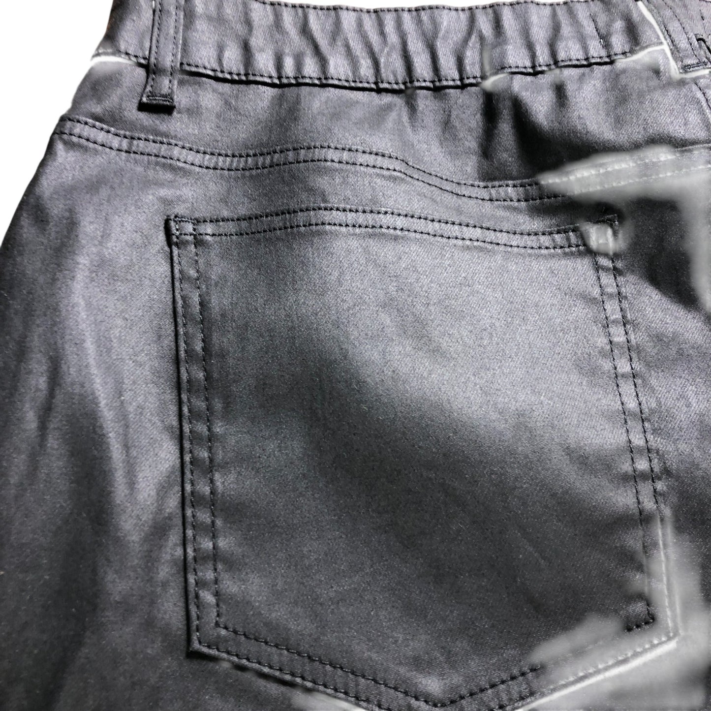 Branded Black Coated Barrel Jeans - Size 18S