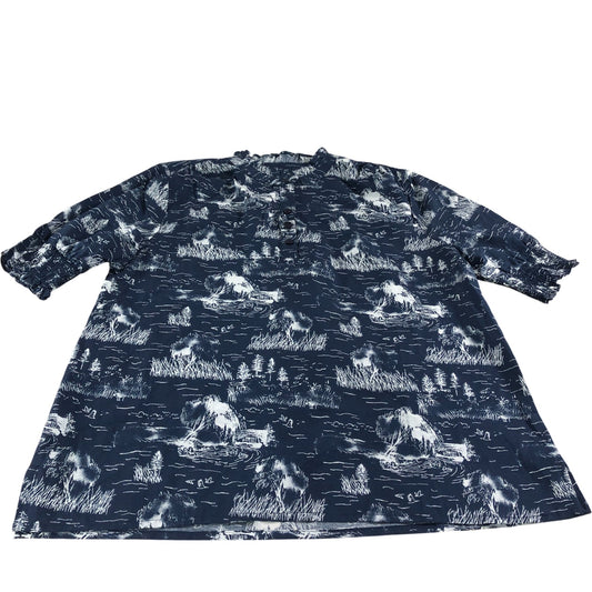 Crew Clothing Company Casual Shirt Size 12 Navy Patterned Short Sleeve Shirt