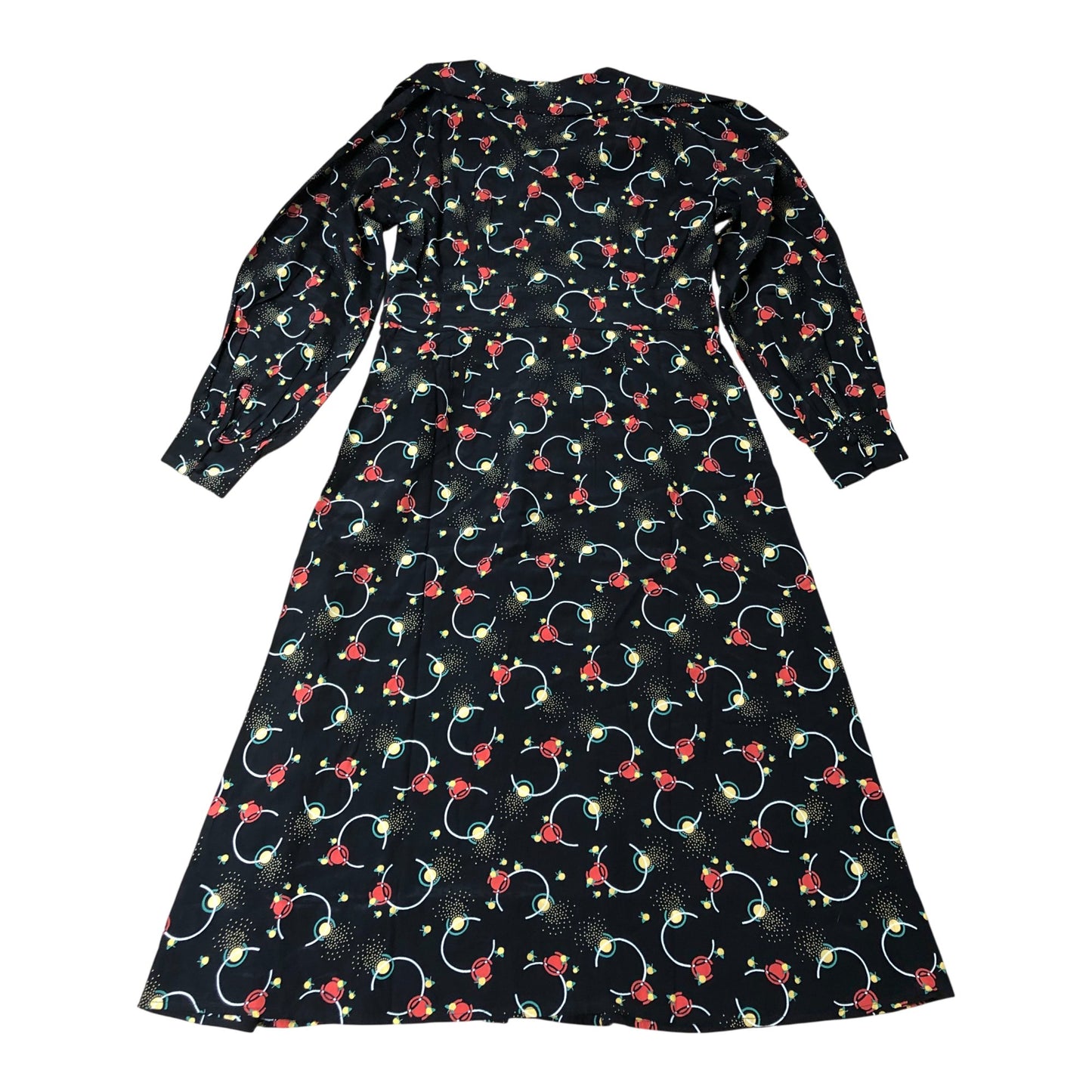 Bus Stop Dress Size 12 Women's Floral Print Long Sleeve Black Viscose