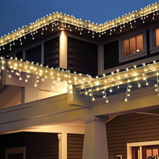 Icicle Fairy Lights Indoor Outdoor String Lights Waterproof Warm White Decor