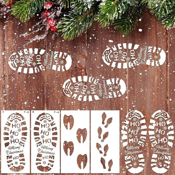 Reusable Christmas Holiday Footprint Templates Christmas Crafts Tool 4 Pieces