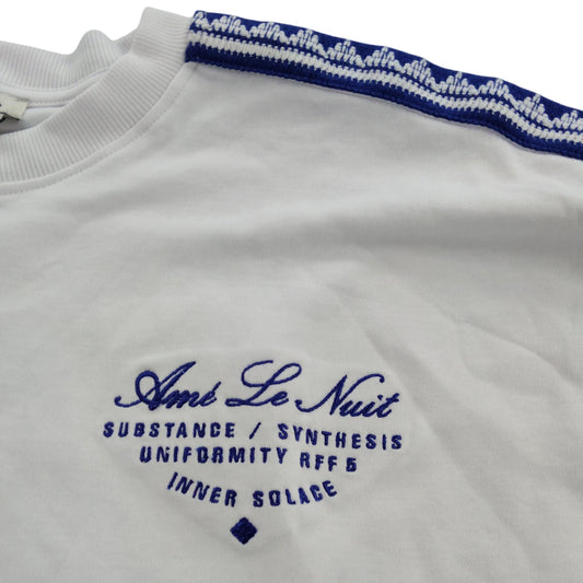 River Island Amé Le Nuit T-Shirt 11-12 YRS Youth White with Blue Stripes Fashion