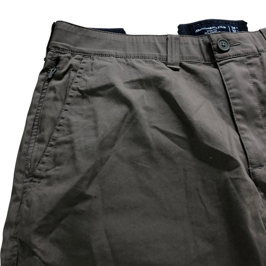 Branded 90s Straight Chinos 34W 32L Men's Casual Trousers Brown Stretch