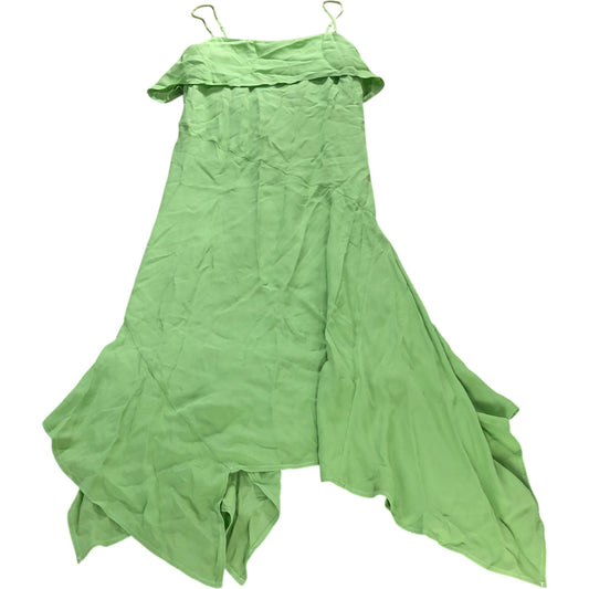 Branded Green Ruffle Detail Midi Dress - Size 12