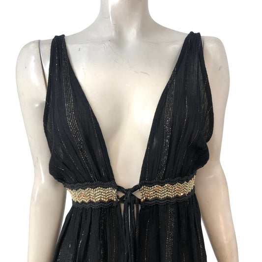 River Island Black S Resort Playsuit Women's Plunge Neck Casual Style Beautiful