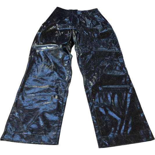 High Gloss Trousers UK8 Women's Black Flared Style Vinyl Effect