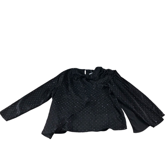 River Island UK16 Women's Black Long Sleeve Top with Silver Dots