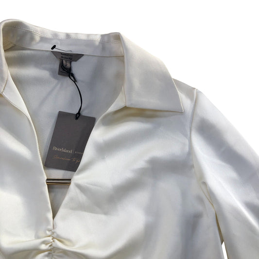 Rivers Island Studio White Satin Blouse Size 12