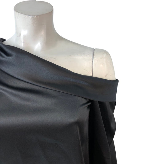 River Island Black Off The Shoulder Top UK6 Women's Elegant Satin Blouse