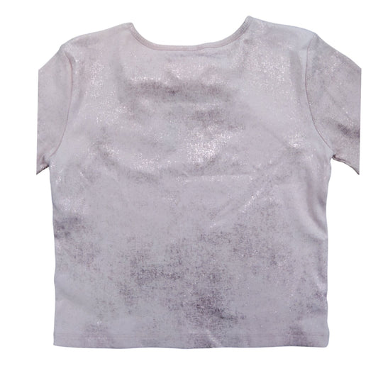 River Island Girls Pink Shimmer Cut Out Short Sleeve Top Age 11-12