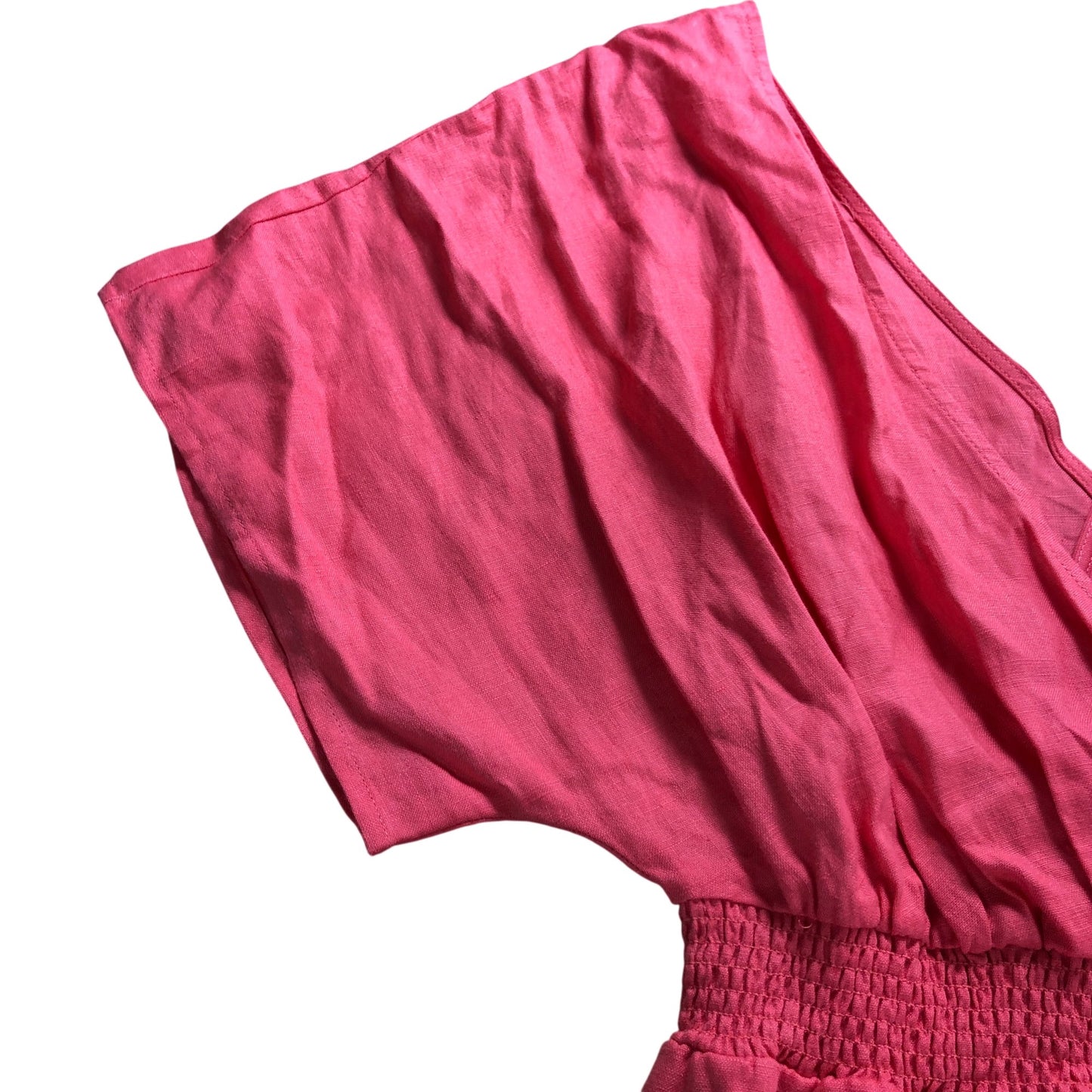 Branded Coral Linen Kaftan Maxi Dress - Size 12