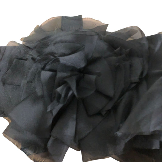 Bardot Black Floral Ruffle Sash Women Size 12 Chiffon Waist Belt Evening Wear