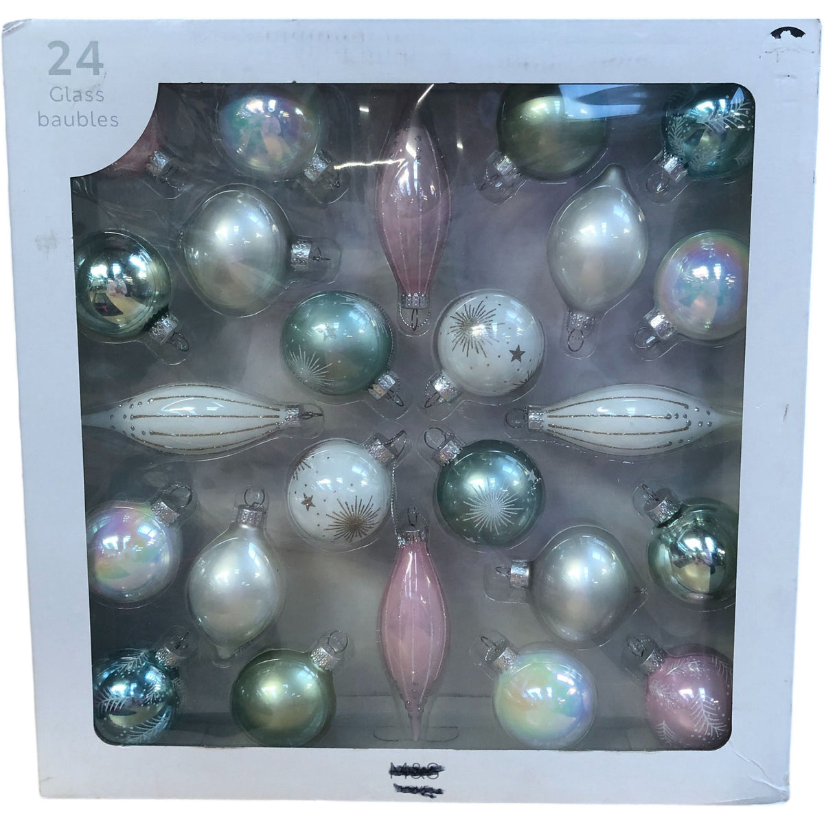 Glass Baubles Decorative Christmas Ornaments 24 Pieces