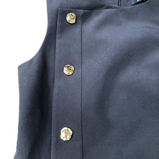 River Island Sleeveless Dress Size 8 Black Button Fastening Elegant Style