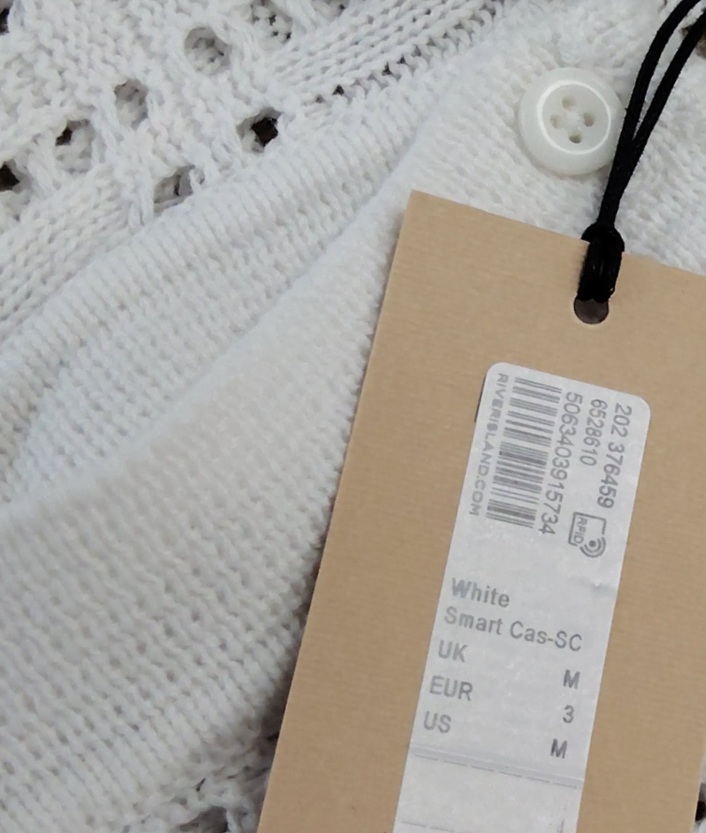 River Island White Short Sleeve Smart Shirt UK M Men's Knit Casual Wear