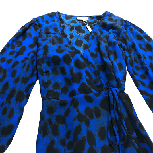 Branded Blue Leopard Print Dress - Size 16
