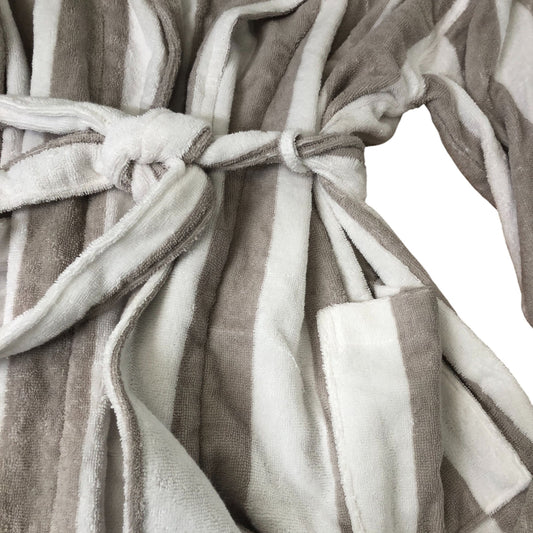 The White Company Striped Bathrobe Medium Women's Soft Cotton Organic Loungewear