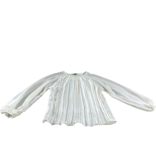 River Island UK6 Women's Pleated Blouse Long Sleeve Cream Polyester Top