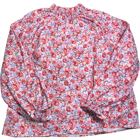 Cath Kidston Raglan Blouse UK16 Women's Floral Cotton Pink Long Sleeves