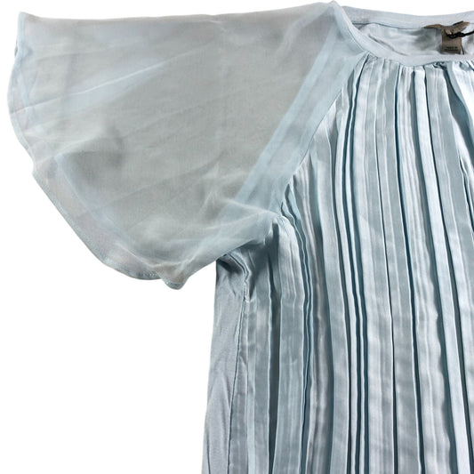 River Island Blue Short Sleeve Pleated Top - Size 12