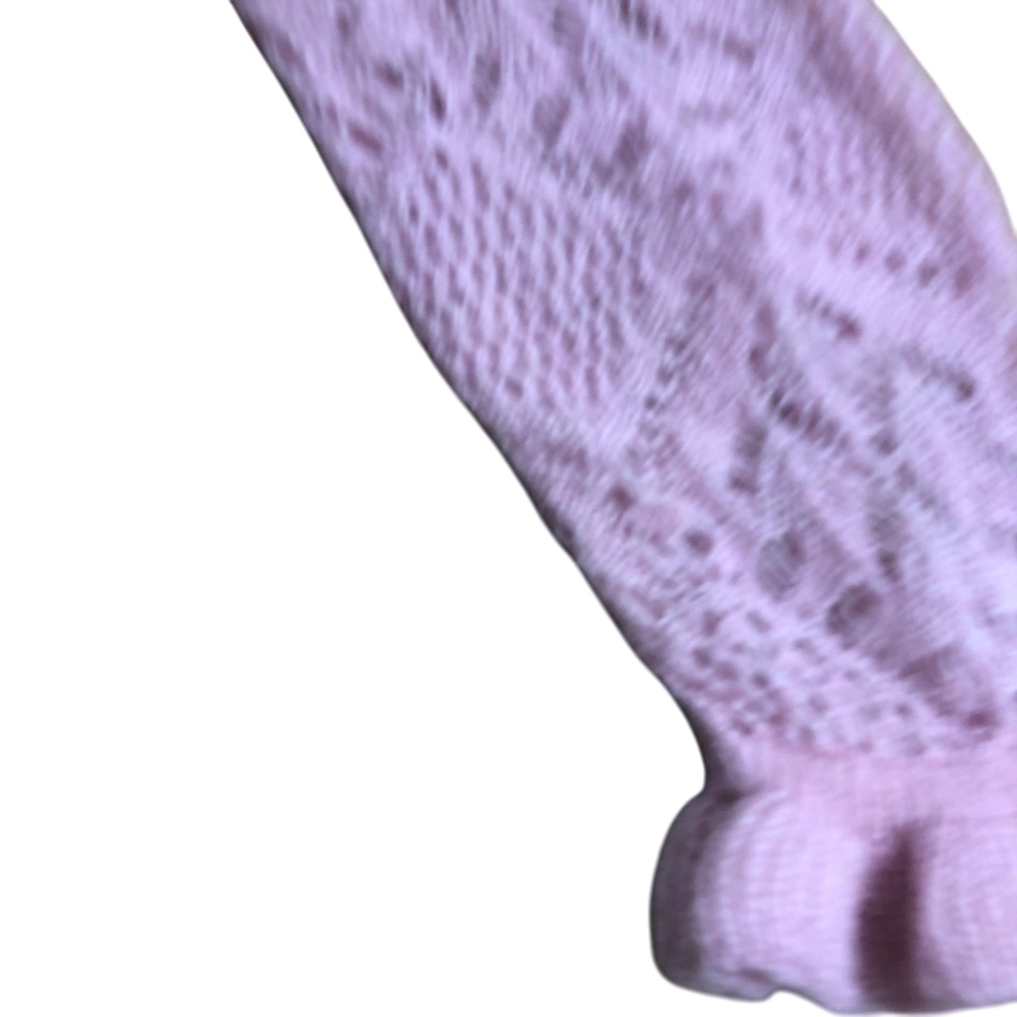 Knit Sweater UK Medium Women's Pink Lace Finish Cropped Sleeve Jumper