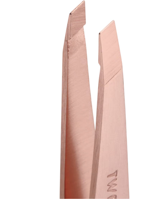 TWEEZERMAN Rose Gold Slant Tweezer Hand Filed Tips Stainless Steel