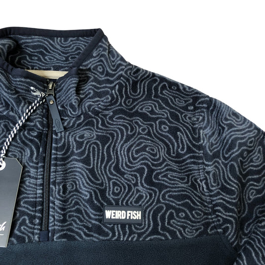 Weird Fish Gilbert Navy Sweatshirt M Men's Fleece Quarter Zip Patterned Top