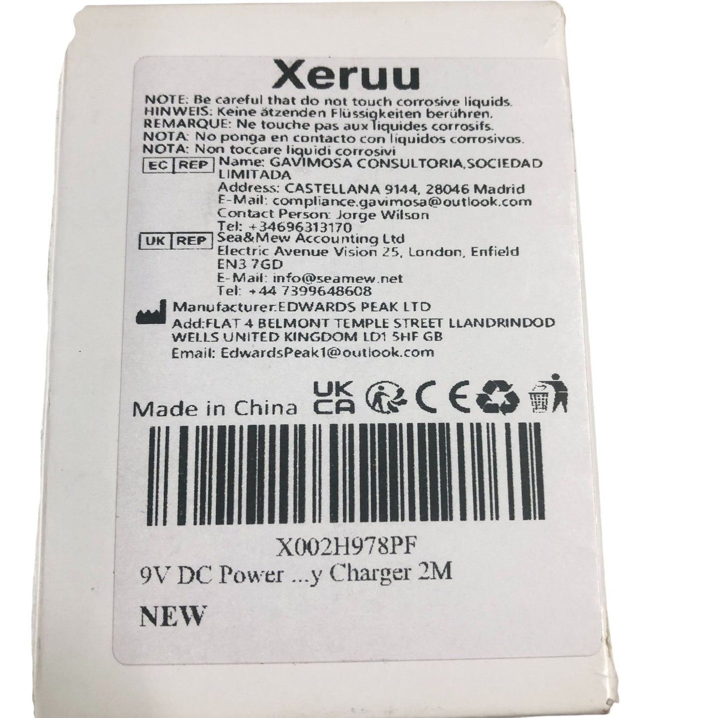 Xeruu AC DC Adapter HLX 0920 9V 2A Power Charger 2M Cable New