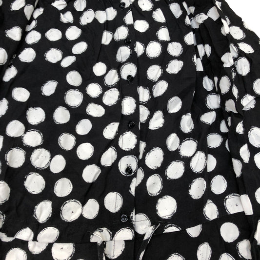 Baukjen Black White Polka Dot Dress UK Size 14 Women's Tiered Long Sleeve