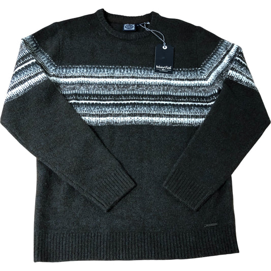 Weird Fish Dorson Stripe Sweater M Men's Black Knit Knitwear Wool Blend