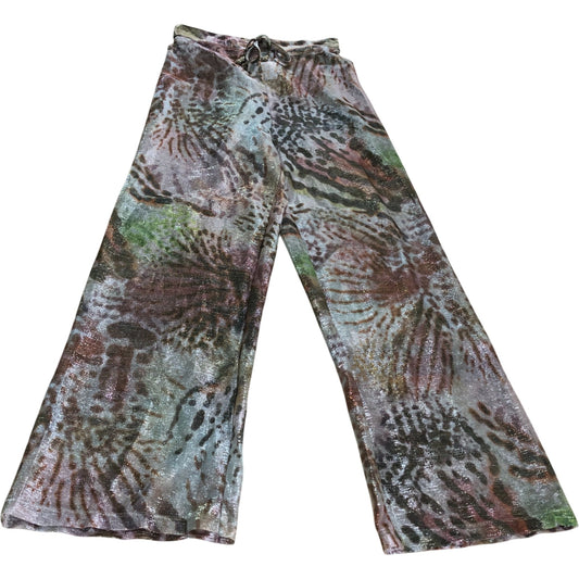 River Island S Women's Glitter Wide Leg Trousers Multicolour Floral Pattern
