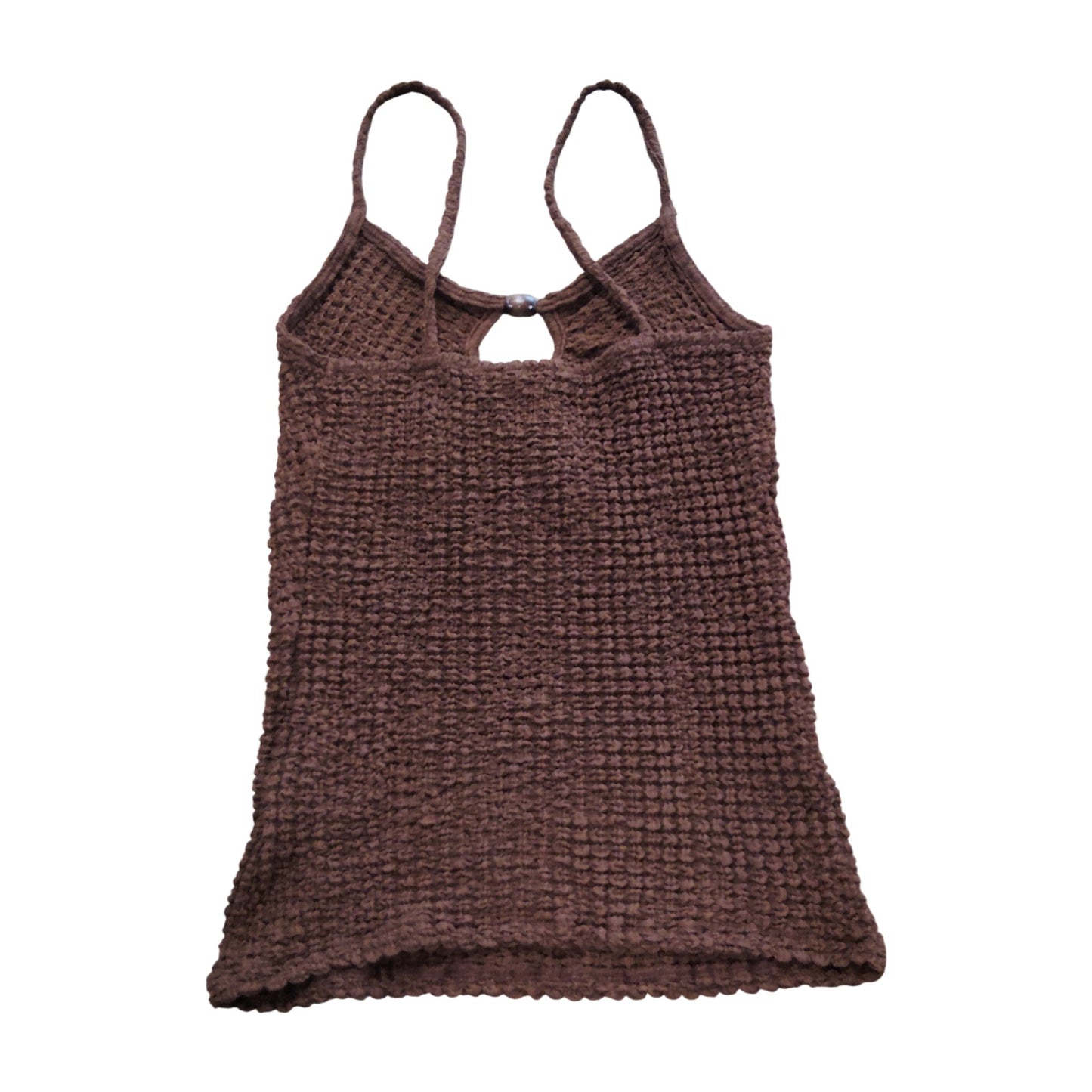 Cropped Brown Knitted Tank Top UKXS Women's Adjustable Straps Summer Style