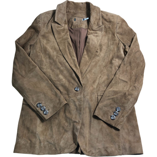 Premium M Women's Brown Suede Jacket Blazer Stylish Elegant Fashion