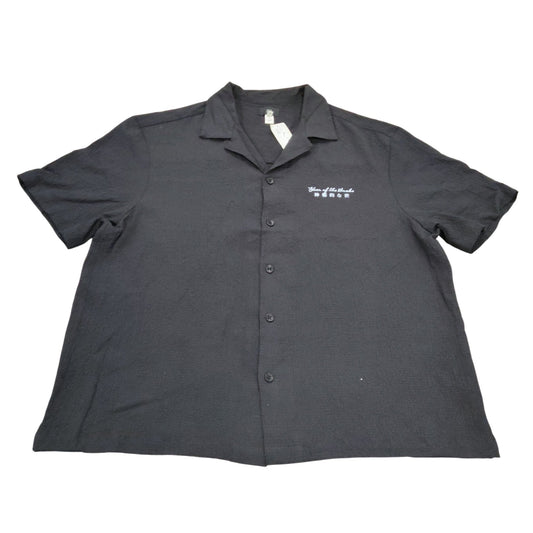 River Island Year Of The Snake Shirt UK XL Men's Short Sleeve Black Casual