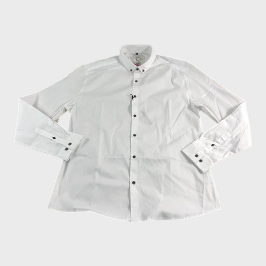 RIVER ISLAND Long Sleeve Shirt Men's Regular Fit White Button-Up