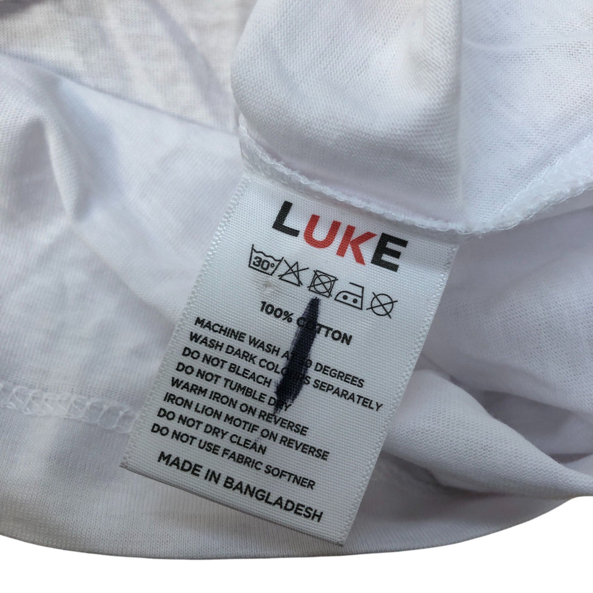 Luke T-Shirt Men's Casual White Short Sleeve With Logo XL