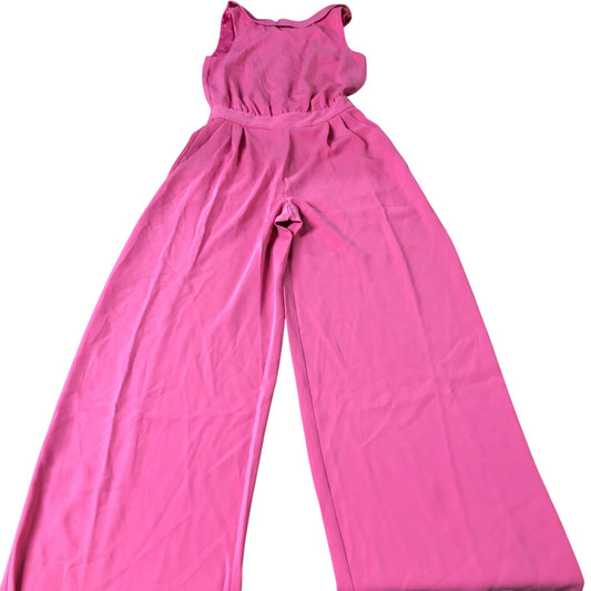 Pink Jumpsuit Women's Casual Wide Leg Sleeveless Comfortable UK4