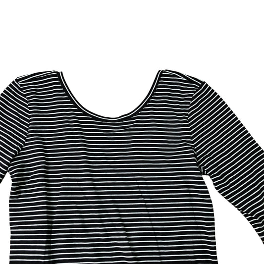Striped Top Women's Long Sleeve Black White Cotton Casual Tee Size 10